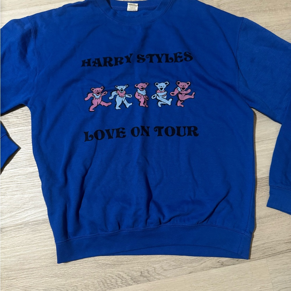 Harry Styles Love On Tour Blue Crewneck Sweatshirt Women’s Size Medium EUC Rare